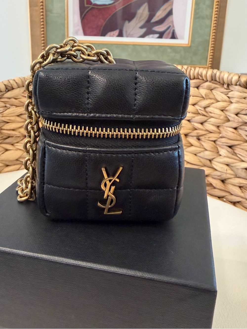 Authentic Saint Laurent Black Quilted Leather Mini Vanity Purse - Picture 2 of 4
